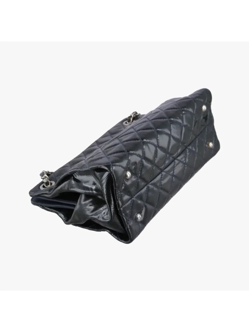 Chanel Quilted CC Logo Grand Shopping Tote GST Green Patent